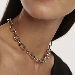 Large Signature Chain Silver Necklace
