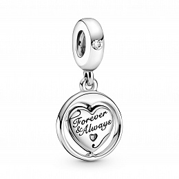 Heart sterling silver spinning dangle withclear cubic zirconia /799266C01