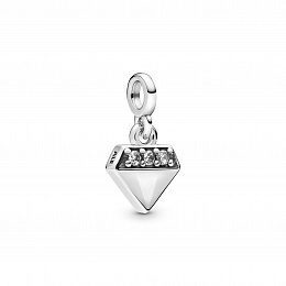Diamond shaped sterling silver danglecharm with cl