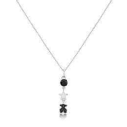 SILVER GOLD PLATED PENDANT ONYX SPINELS CHAIN