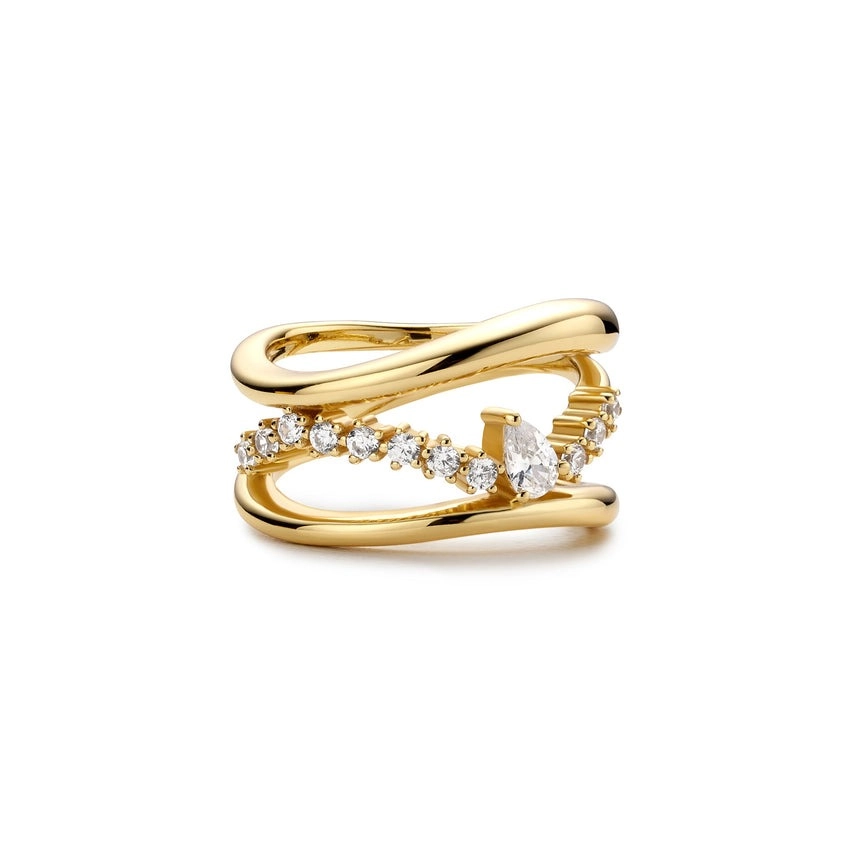 Ania Haie 14K Ոսկեպատ Արծաթյա Մատանի/ R056-02G-54