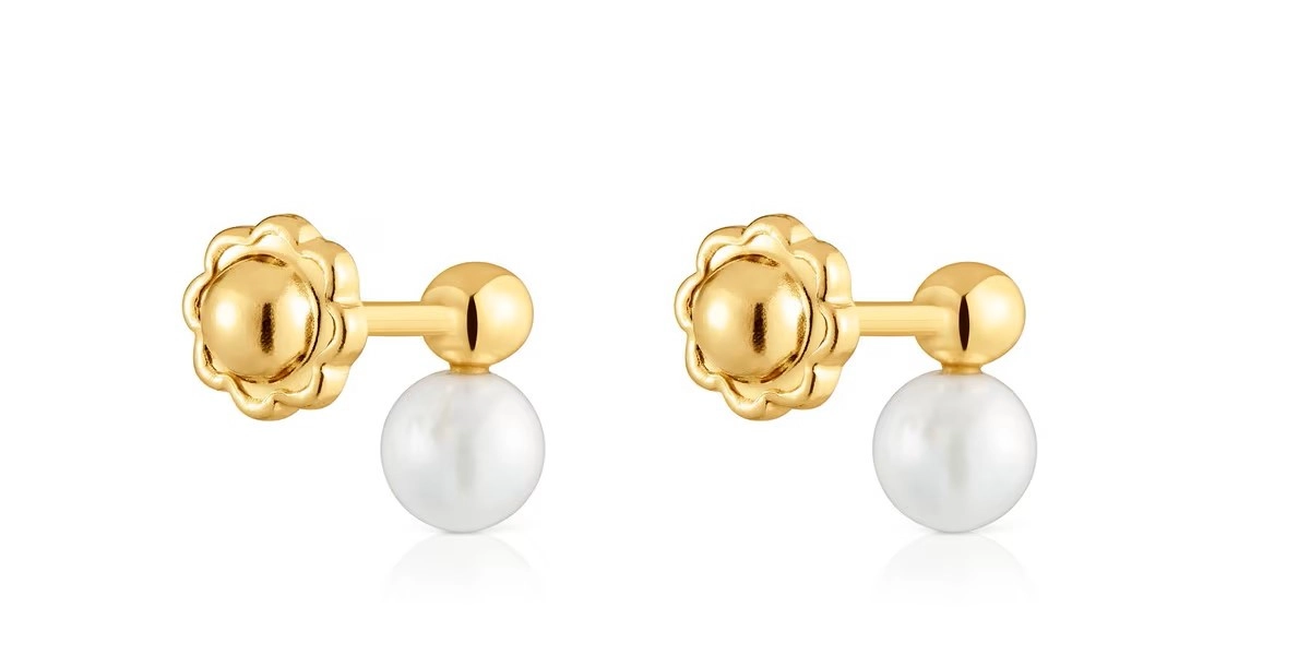 18KT GOLD EARRING BABY BALL PEARL