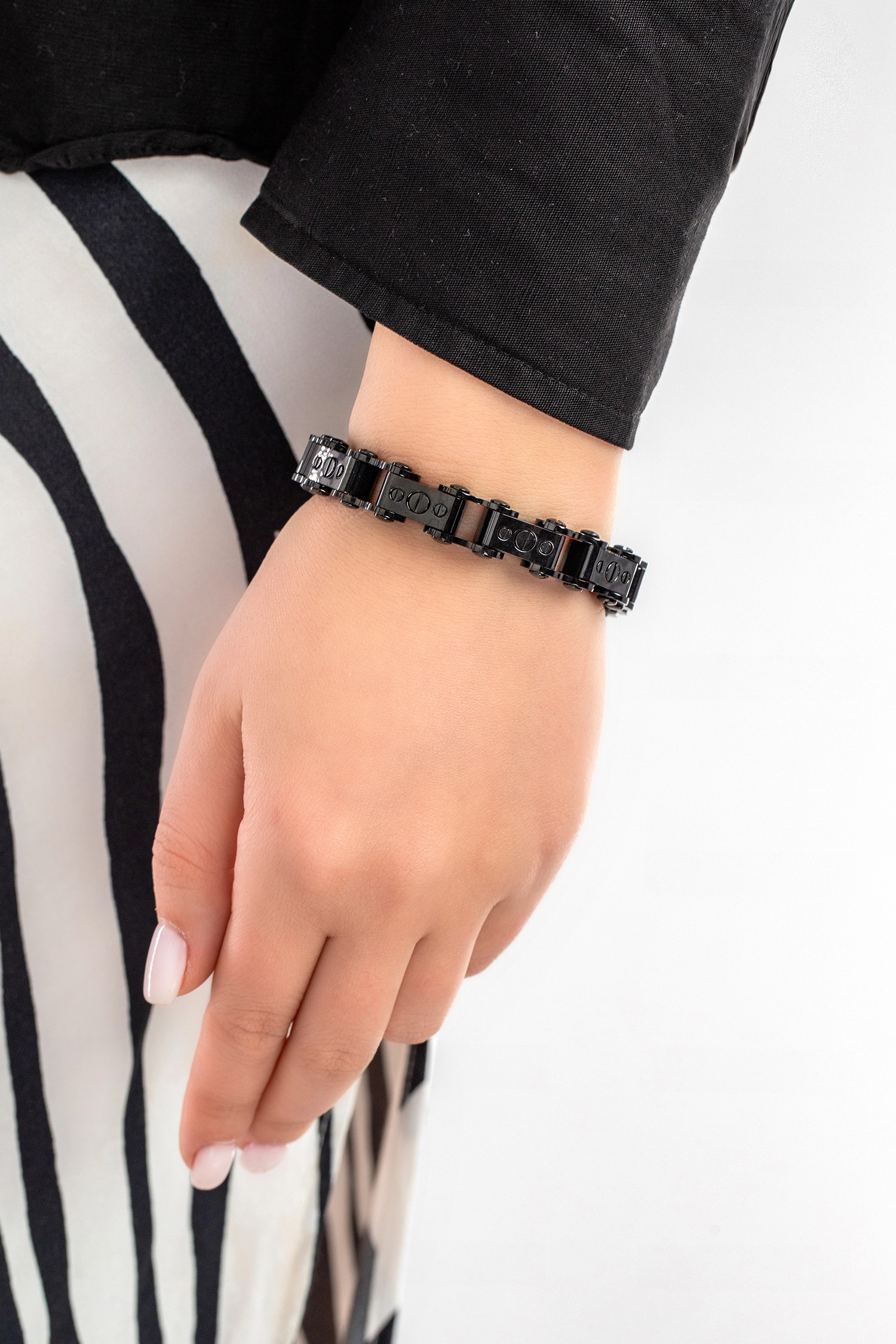 Thick Black PVD Bicycle Bracelet / All Black PVD