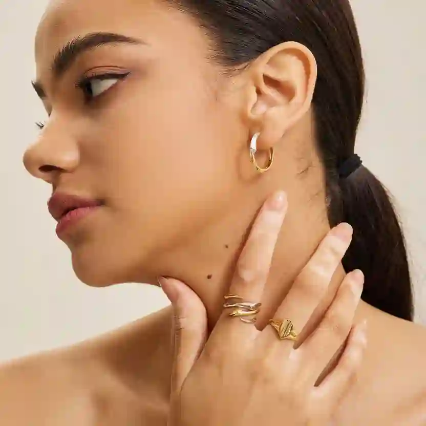 Ania Haie 14K Ոսկեպատ Արծաթյա Մատանի/ R049-02G