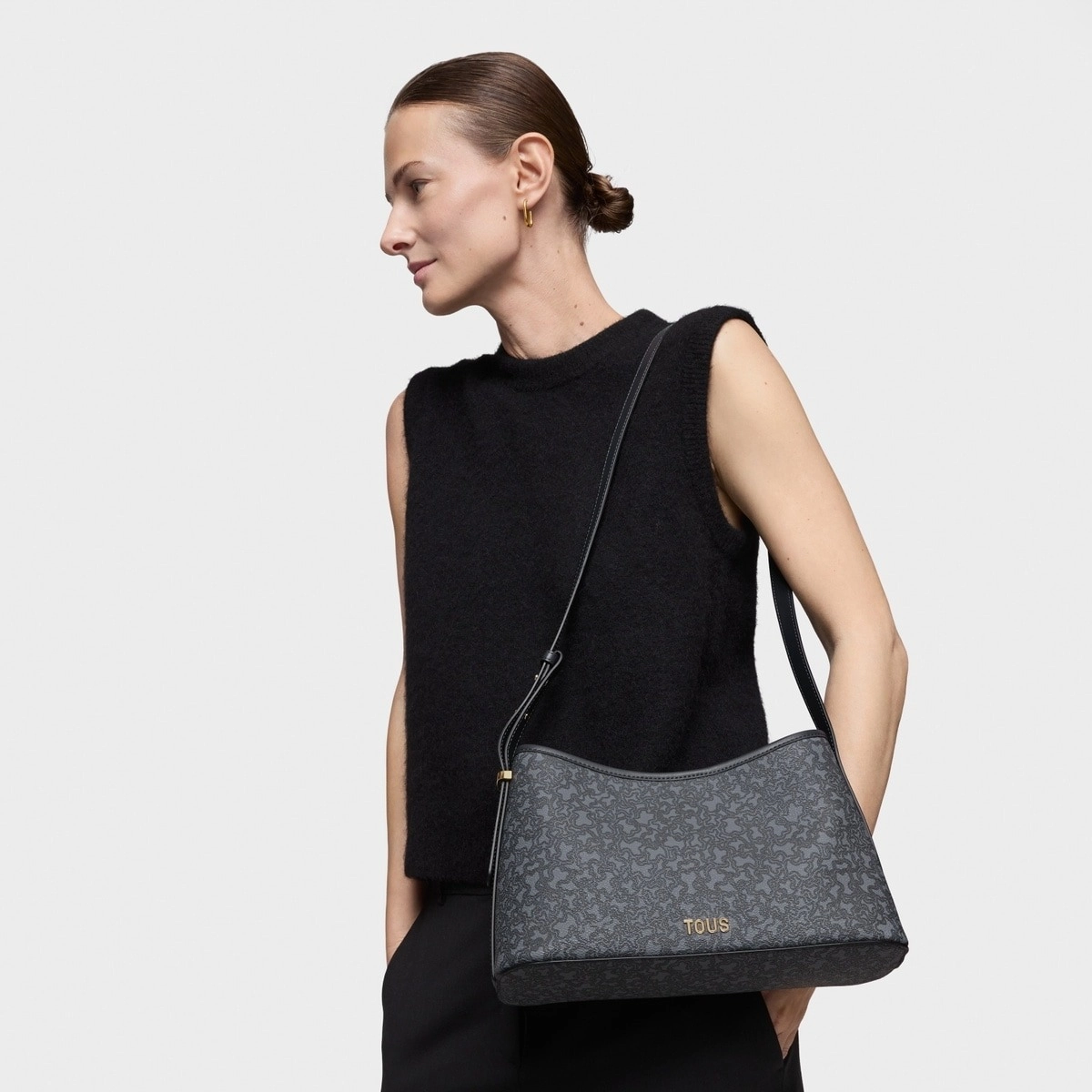 PU.PVC,HANDBAG L.K MINI LINES DARK GREY