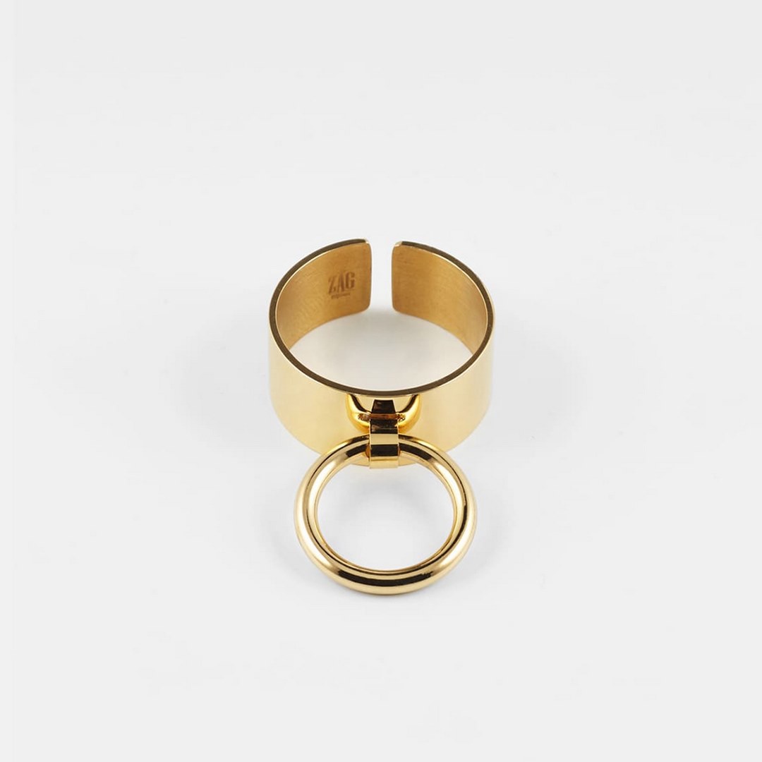 Zag Bijoux 24K Gold Plated Stainless Steel Surgical Ring/ SRR9552-01UNI