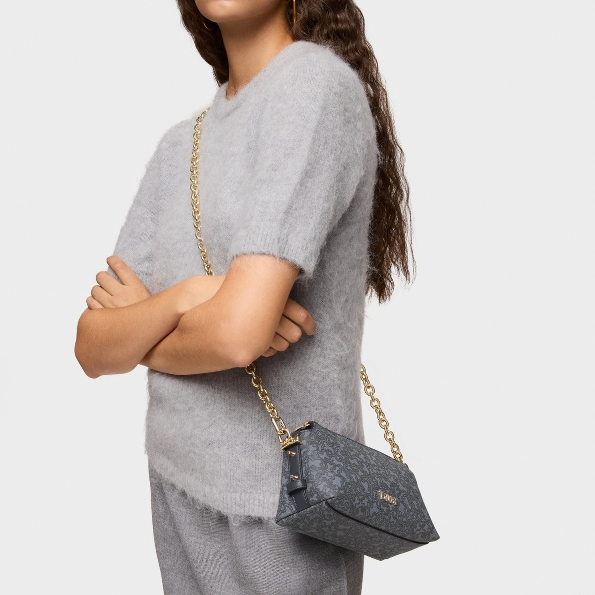 PU.PVC,HANDBAG K MINI LINES DARK GREY