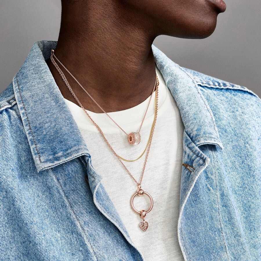 PANDORA Moments 14K Rose Gold Plated Silver Necklace/ 580413-90