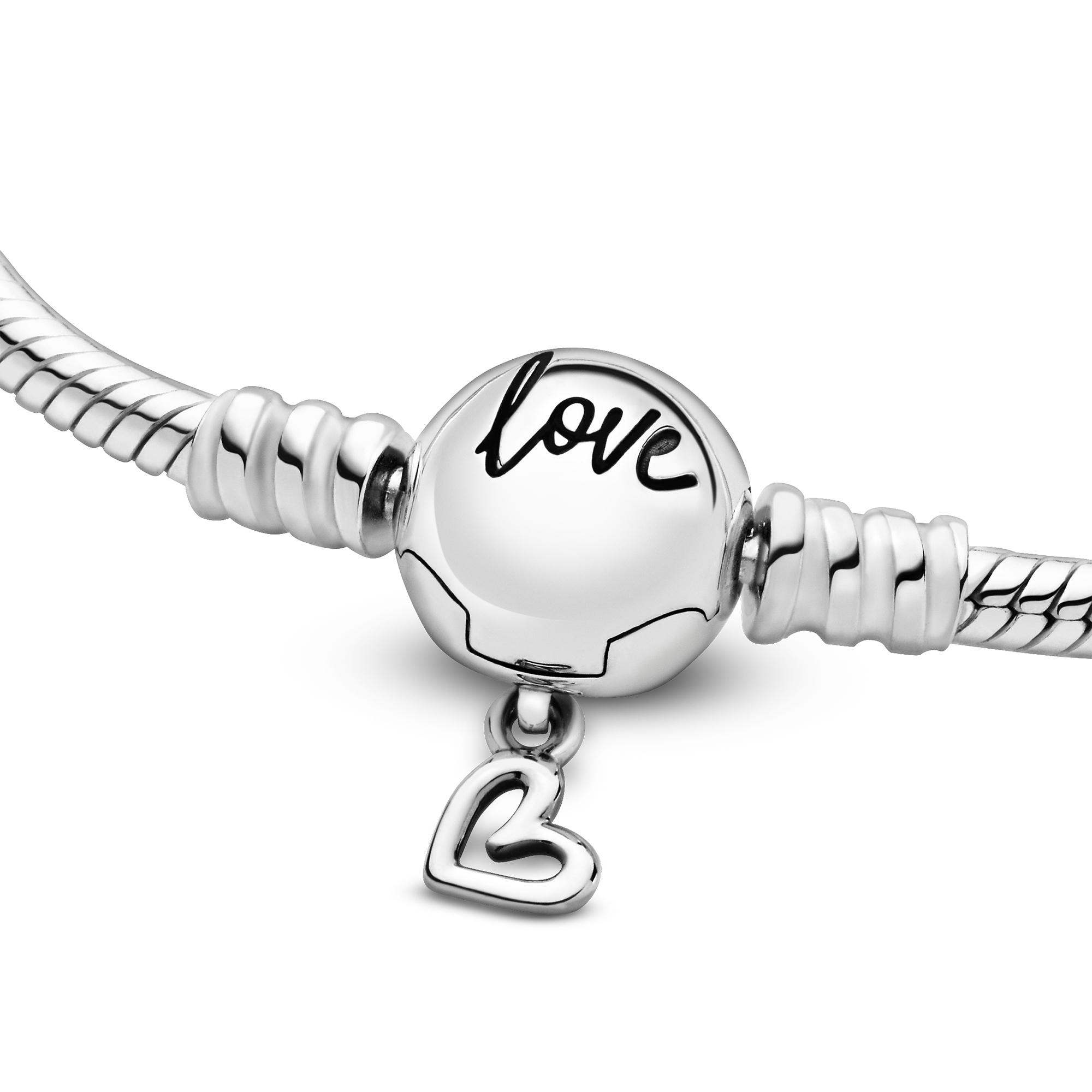 Pandora Moments Freehand Heart Love Clasp 2024 Snake Chain Bracelet