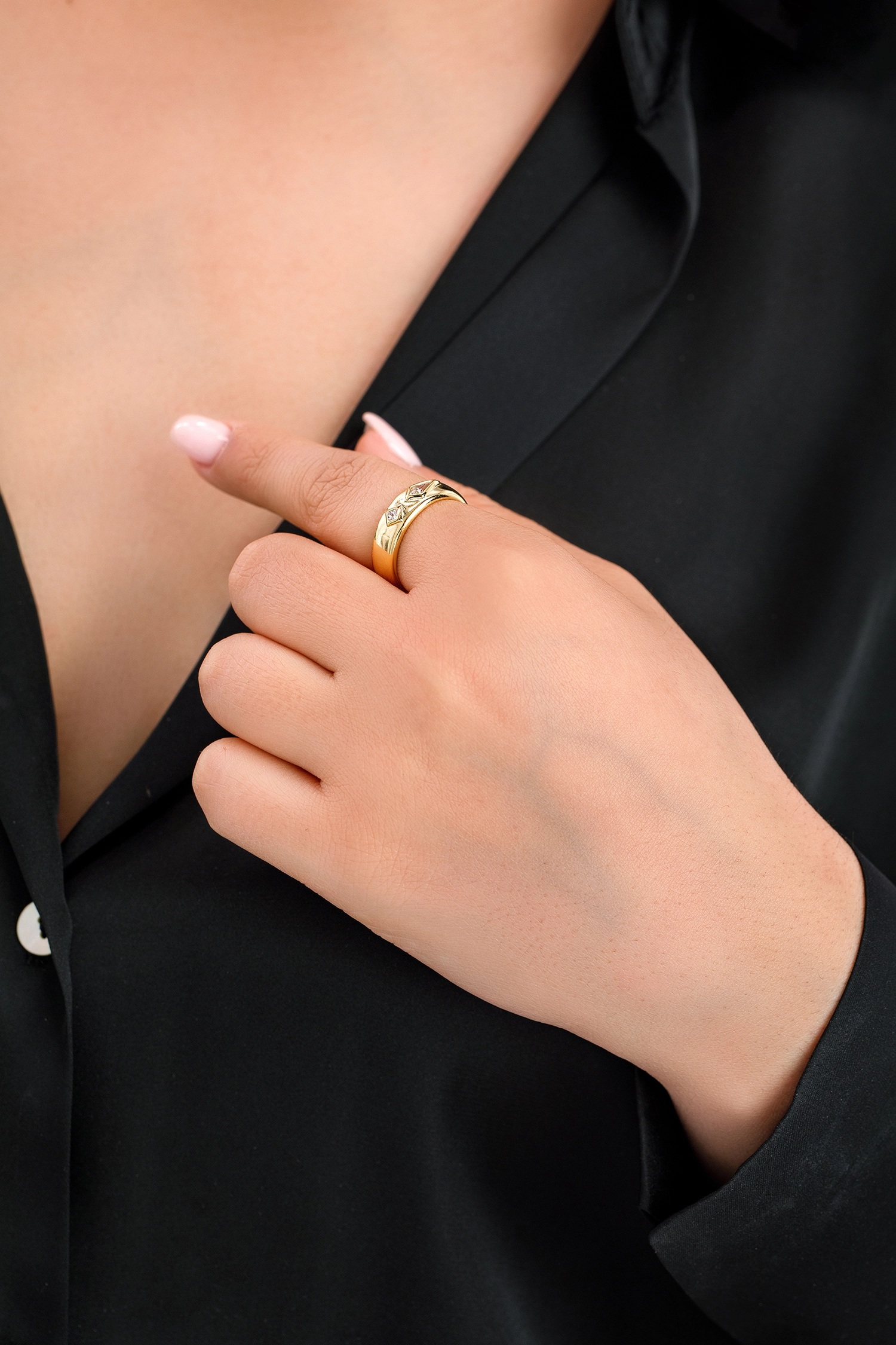 Ania Haie 14K Ոսկեպատ Արծաթյա Մատանի/ R041-02G-W