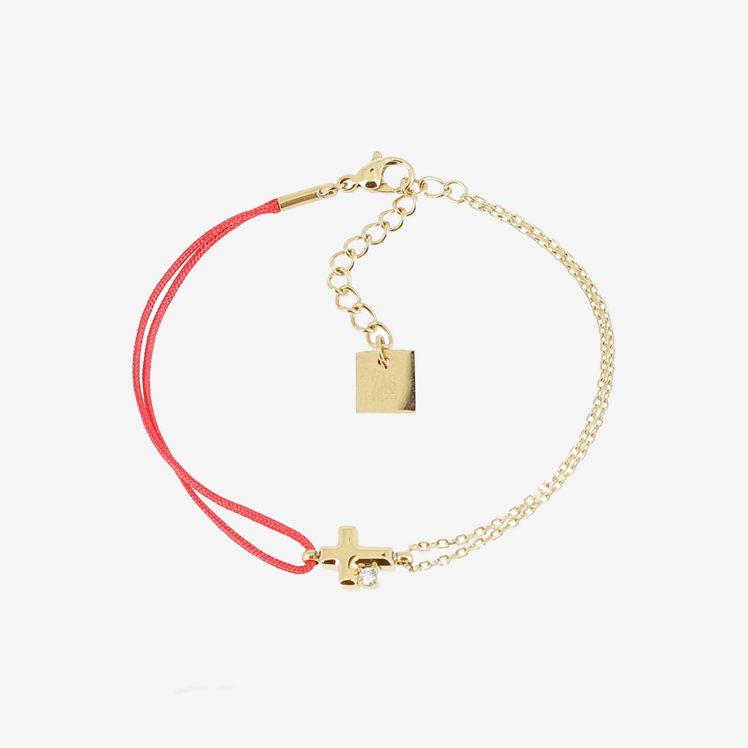 Zag Bijoux 24K Gold Plated Stainless Steel Surgical Bracelet/ SBR23142-01RED
