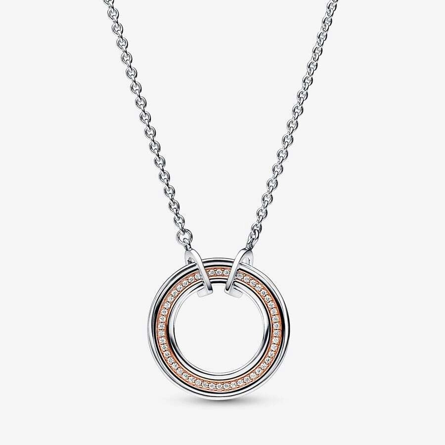PANDORA Moments 14K Rose Gold Plated Silver Necklace/ 382772C01-50