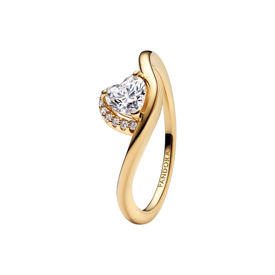 Last chance PANDORA Timeless 14K Gold Plated Silver Ring/ 163660C01-54