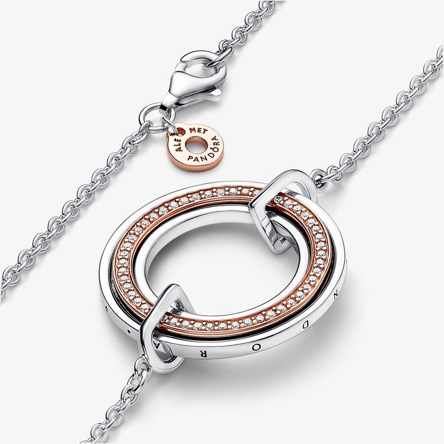 PANDORA Moments 14K Rose Gold Plated Silver Necklace/ 382772C01-50