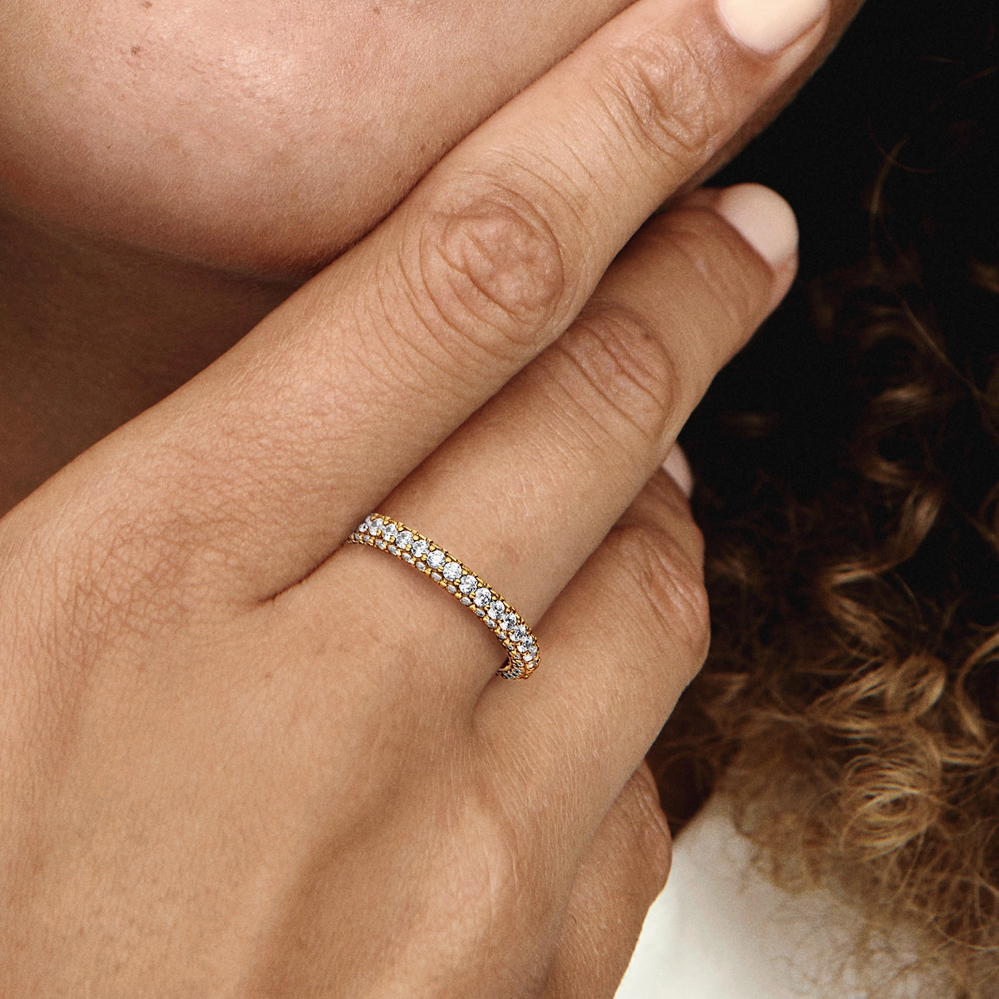 PANDORA Timeless серебряное кольцо с покрытием 14К золота/ 162627C01-56
