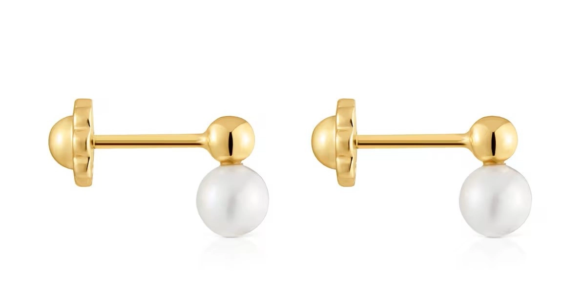 18KT GOLD EARRING BABY BALL PEARL