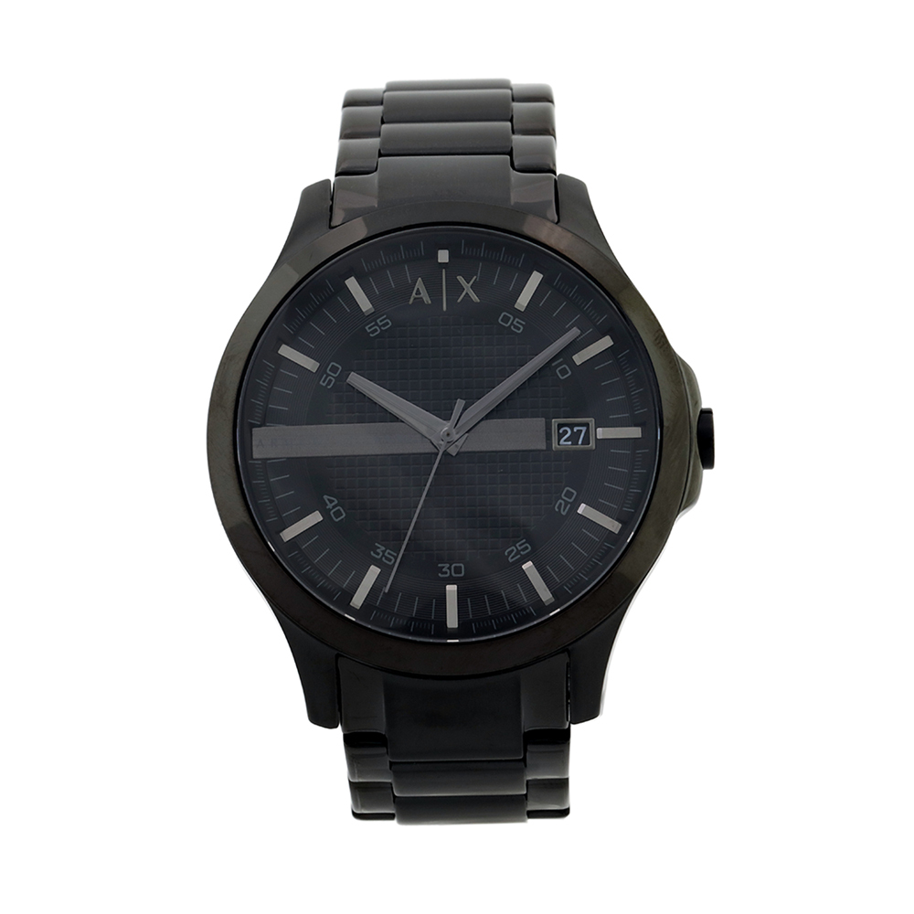 Armani Exchange Three-Hand Date Black Stainless Steel Watch