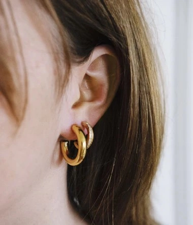 Zag Bijoux 24K Gold Plated Stainless Steel Surgical Earring/ SEC21313-01UNI5X25