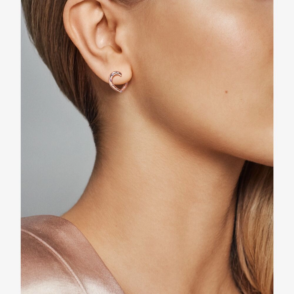 PANDORA Rose 14K Վարդագույն ոսկու պատվածքով Արծաթյա Ականջօղ/ 287231NRPMX