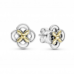 Flower sterling silver and 14k gold studearrings