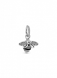 Bee sterling silver pendant with clearcubic zircon
