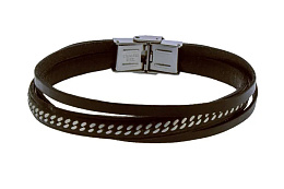 Stainless steel bracelet and brown multifilament l