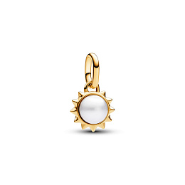 Sun 14k gold-plated mini dangle with treated white freshwater cultured pearl