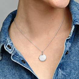 Engravable round sterling silver pendant