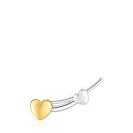 SILVER GOLDPLATED 1 EARRING HEART 2 TONE