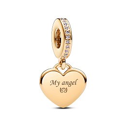 Engravable 14k gold-plated dangle with clear cubic zirconia