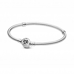 Snake chain sterling silver bracelet andinfinity heart clasp /599365C00-17