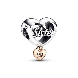 Sister sterling silver and 14k rose gold-plated charm