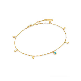 Gold Turquoise Drop Pendant Anklet