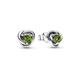 Sterling silver stud earrings with spring green crystal