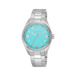 ESPRIT Men Watch, Silver Color Case, Light Blue Dial, Stainless Steel Metal Bracelet, 3 Hands Date, 