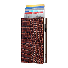 Wallet CLICK & SLIDE Sleek Croco Brown/Silver
