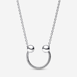 Snake chain pattern sterling silver horseshoe pendant and necklace