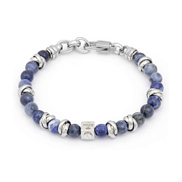 Stainless steel bracelet with natural Sodalite sto