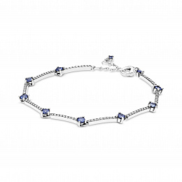 Sterling silver bracelet with clear cubic zirconiaand skylight blue crystal /599217C01-16