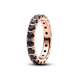 14k Rose gold-plated ring with black cystal