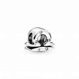 Libra sterling silver charm with clear cubiczircon