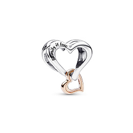 Openwork heart sterling silver and 14k gold-plated charm
