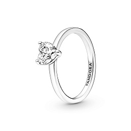 Heart sterling silver ring with clear cubic zirconia