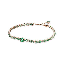 14k Rose gold-plated tennis bracelet with royal green crystal /580044C01-16
