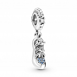 Disney Cinderella shoe and mice sterling silverdangle clear cubiczirconia and fancy lightblue cubic 