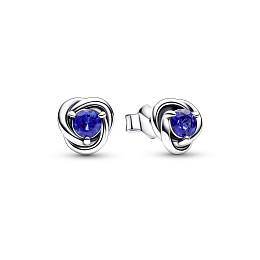 Sterling silver stud earrings with princess blue crystal