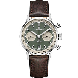 Intra-matic Auto Chrono - Green dial - Brown strap