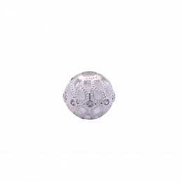 Bead Dew drop, 925 Sterling silver/ zirconia, whit