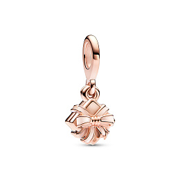 Gift 14k rose gold-plated dangle with pink enamel
