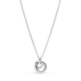 Encircled sterling silver necklace with clear cubic zirconia pendant